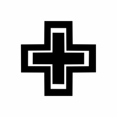 Obraz premium Black cross symbol representing medical aid and healthcare services.