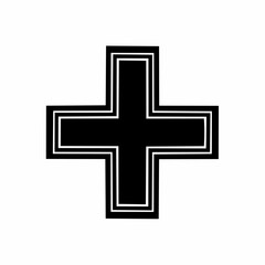 Obraz premium Black cross symbol on white background, simple design.