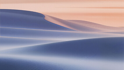 Abstract Sand Dunes with Wave Textures in Blue and Peach Gradient