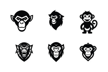 set of animals heads