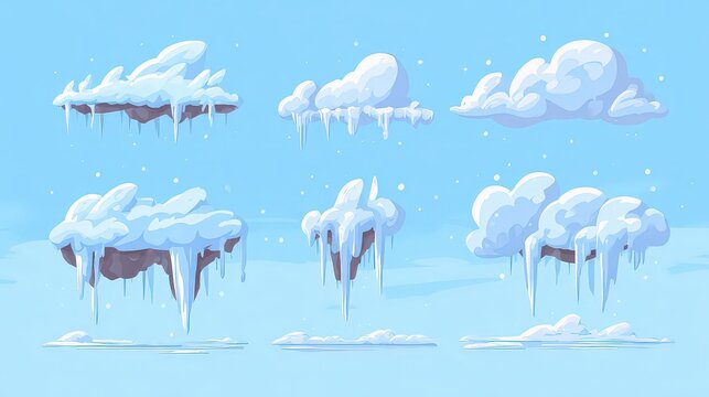 Pixel Art Snow Covered Floating Islands - Powered by Adobe