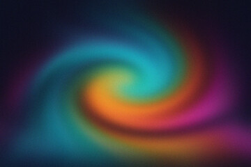 Abstract colorful swirl with a grainy texture on a dark background
