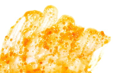 Apricot jam, marmalade spread isolated on white background and texture, clipping path