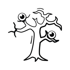 Leafless creepy tree illustration perfect for horror Halloween scenes