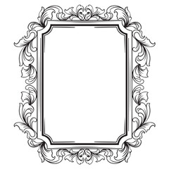 black and white vintage baroque frame with ornament engraving illustration