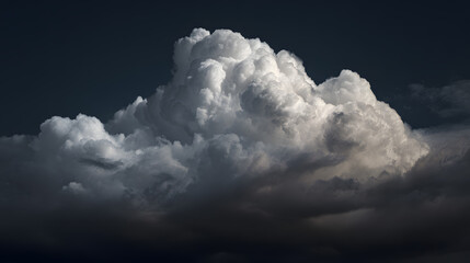 Dramatic white cloud formation against a dark atmospheric sky.
