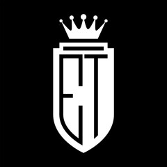 ET Vector logo initials shield with royal crown minimalist, elegant style