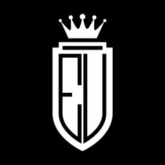EU Vector logo initials shield with royal crown minimalist, elegant style