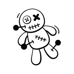 Take a look at this amazing doodle icon of voodoo doll in modern style