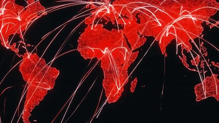 Global spread of disease or information network visualization. - Powered by Adobe