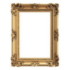 Antique gold picture frame isolated on the transparent background created with generative ai

