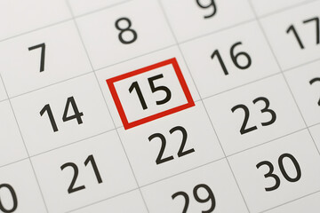 Calendar detail day 15 highlighted with red square