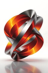 Abstract background design featuring a dynamic red ribbon forming a 3D heart symbol, perfect for Valentine's, Christmas, or a celebration gift decoration illustration