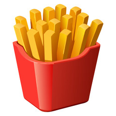 Crispy Golden French Fries in Takeaway Box – Realistic Fast Food Cutout on Transparent Background.