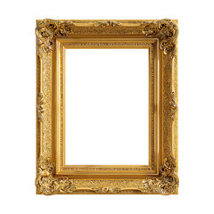 Antique gold picture frame isolated on the transparent background created with generative ai
