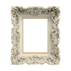 Antique gold picture frame isolated on the transparent background created with generative ai
