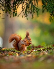 Squirrel in autumnal forest