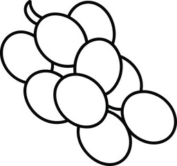 Simple Black and White Line Art Illustration of a Bunch of Grapes