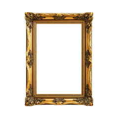 Antique gold picture frame isolated on the transparent background created with generative ai

