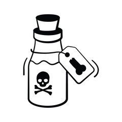 Creepy poison potion bottle with skull symbol for Halloween