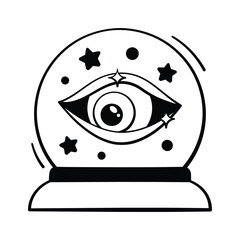 Mystical crystal ball symbol used for predictions and Halloween