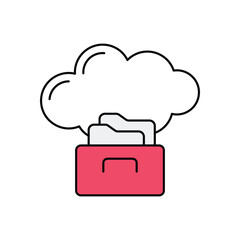 Cloud Storage Color Line Icon Set � Modern Flat Outline Icons with Editable Stroke and Fill � Vector Pack for Web, App, and Infographic Design