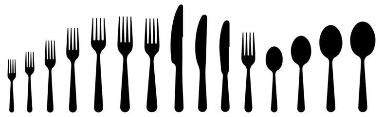 cutlery fork spoon and knife icon set