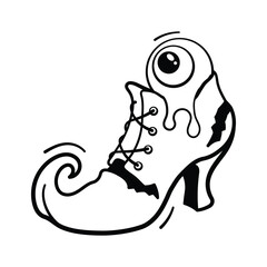 A Spooky high heel shoe dripping blood with an eyeball for Halloween