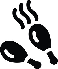 Hot and steamy fried chicken legs icon representing delicious food and fast food