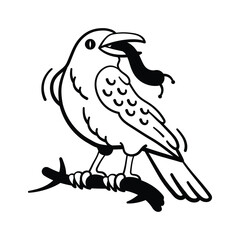 Spooky crow icon symbolizing haunted scary Halloween atmosphere and darkness