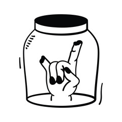 Severed hand in jar icon perfect for horror Halloween designs