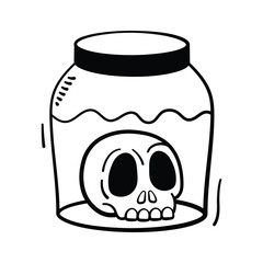 Severed skull in jar icon perfect for horror Halloween designs
