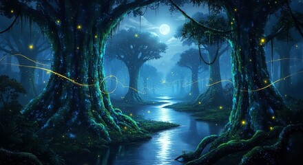 Enchanted Bioluminescent Rainforest Glow