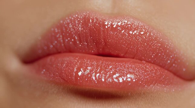 Applying glossy lip gloss for a radiant finish in a beauty tutorial at home