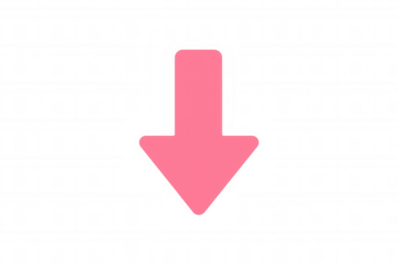 Pink down arrow symbol illustrating direction, movement, and navigation on transparent background