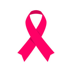 Pink awareness ribbon symbolizing support for breast cancer and women's health, flat art design style.
