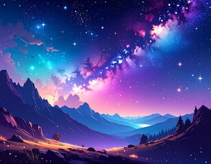 Starry mountain landscape