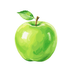 Fresh green apple clip art with leaf