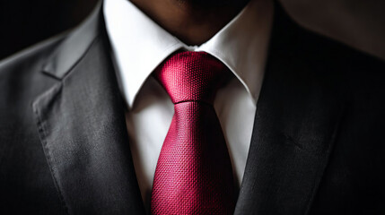 A business man without face with a black suit and a red tie over a shirt