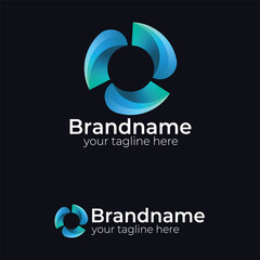 Modern abstract circular propeller logo design concept dynamic wind turbine energy technology business solution symbol vector icon