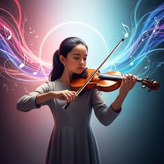 Fototapeta premium Young Violinist in Concert Hall.