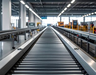 Conveyor belt in modern industrial facility