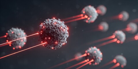 Laser Targeting Cancer Cells - A Medical Illustration of Precision Treatment.