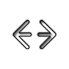 Obraz premium Two metallic arrows pointing towards each other isolated on transparent background