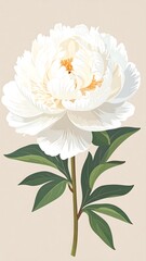 A single, elegant white peony