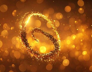 Golden spiral of light amid shimmering bokeh orbs