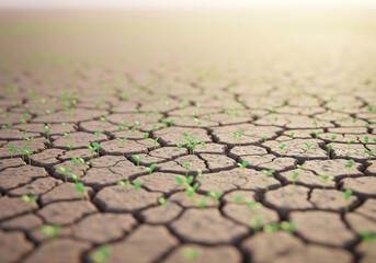 Obraz premium Close-up of cracked dry earth, representing drought, climate change, and environmental crisis.