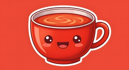 Stuffed peppers with rosy cheeks, cartoon sticker