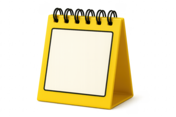 Yellow spiral desk calendar or memo pad with a blank page for notes