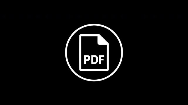 Pdf file icon glitching animation on black background